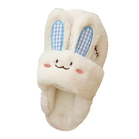 

Mackneog Women Walking Shoes Cute Rabbit Slippers For Men Winter Warm House Slippers slipper for Women Suede White