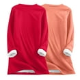 thumbnail image 4 of Ahdbta Women's 2 Pcs Fleece Sweatshirts Solid Color Oversized Crewneck Pullover Tops Warm Sherpa Lined Loungewear Tops with Pockets, 4 of 4