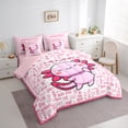 thumbnail image 3 of Feelyou Girly Pink Axolotl Twin Bedding Sets 7-Piece for Teen, Funny Ocean Animal Bedding Comforter Set, Kawaii Cartoon Theme Reversible Sheet Sets, Lightweight Room Decor, 3 of 7