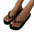 thumbnail image 3 of Yuanlong Womens Sandals Beach Platform Sandals Rhinestone Decoration Dressy Casual Beach Holiday Wedge Sandals, 3 of 8