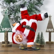 Inverted Rotating Dancing and Singing Santa Claus Plush Toy,Electric Santa Animated Christmas Decorations for Kids