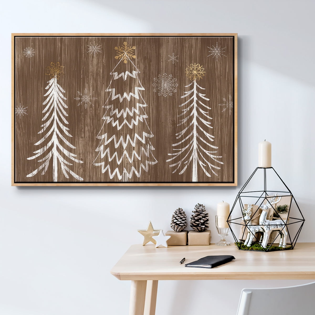 Barnwood Wonderland Collection A - Framed Gallery Wrapped Holiday Canvas - 25 x 37 - Natural Wood Frame