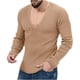 thumbnail image 1 of Blusas y camisas de manga larga con cuello en V para hombre, camisetas casuales de manga larga, jersey de punto, camisa de color liso con cuello en V, blusa para hombre, 1 of 6