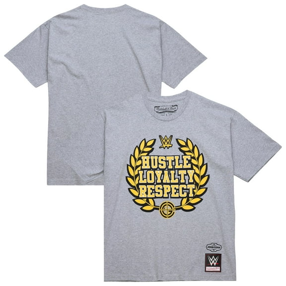Men's Mitchell & Ness Heather Gray John Cena Hustle Loyalty Respect Wreath Classic T-Shirt