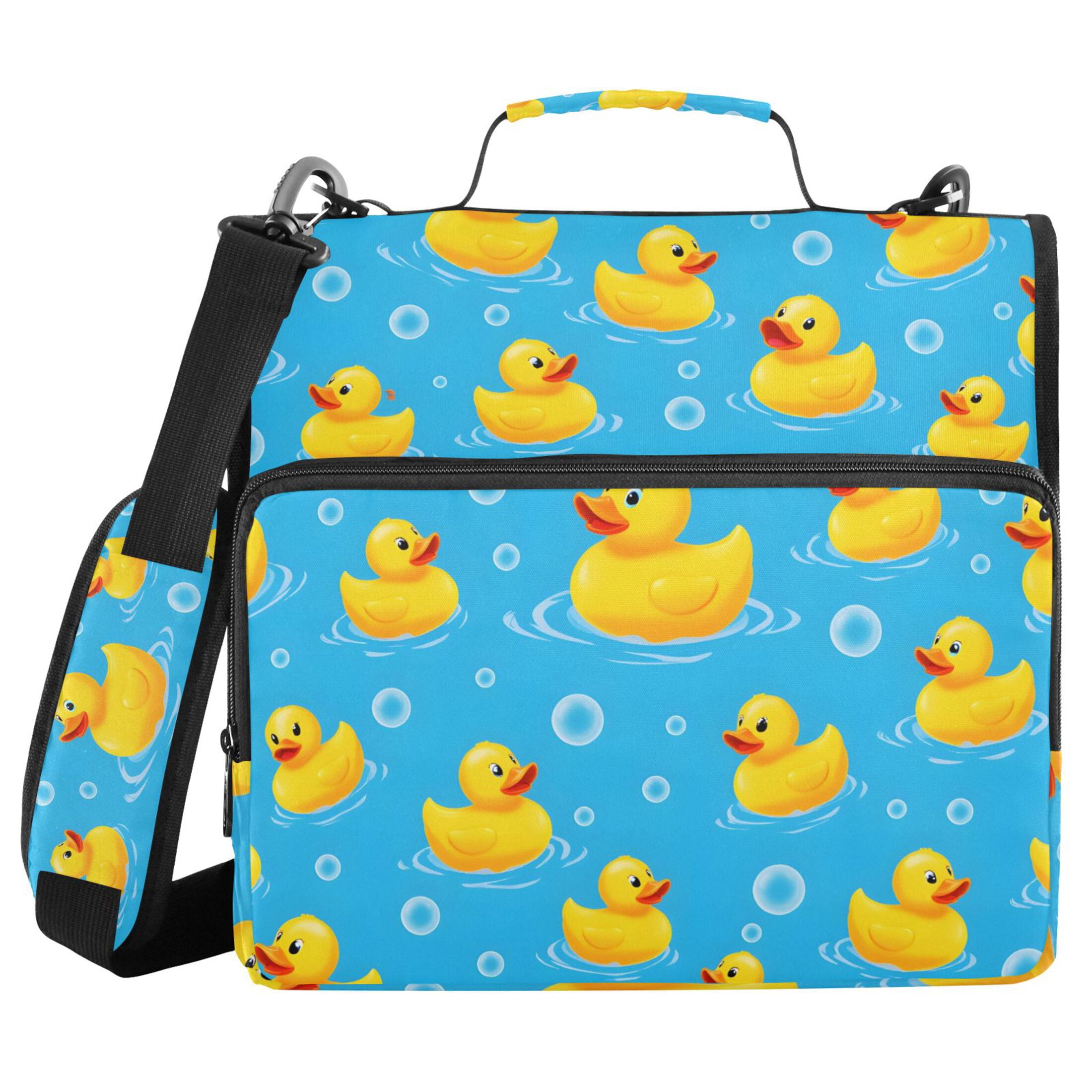 ALAZA Zipper Binder Cute Ducks Bubbles 3 Ring Trapper Keeper File Folder Organizer Bag