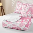 thumbnail image 4 of jejeloiu Dreamy Princess Style Bed Spread Queen For Girls,Ribbon Bow Monogram Initial A Pattern Queen Coverlet Set For Kids,3 Pieces, 4 of 7