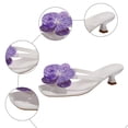 thumbnail image 5 of Rokment Flower Kitten Heels Flip Flops Dress Slides Sandals for Women 2026 Beach Vacation Summer Boho Floral Open Square Toe Thongs Bridal Casual Slip on White Size 7, 5 of 7