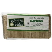 Natural Value Recycled Napkins, Brown, 200 Sheets, 1 ply