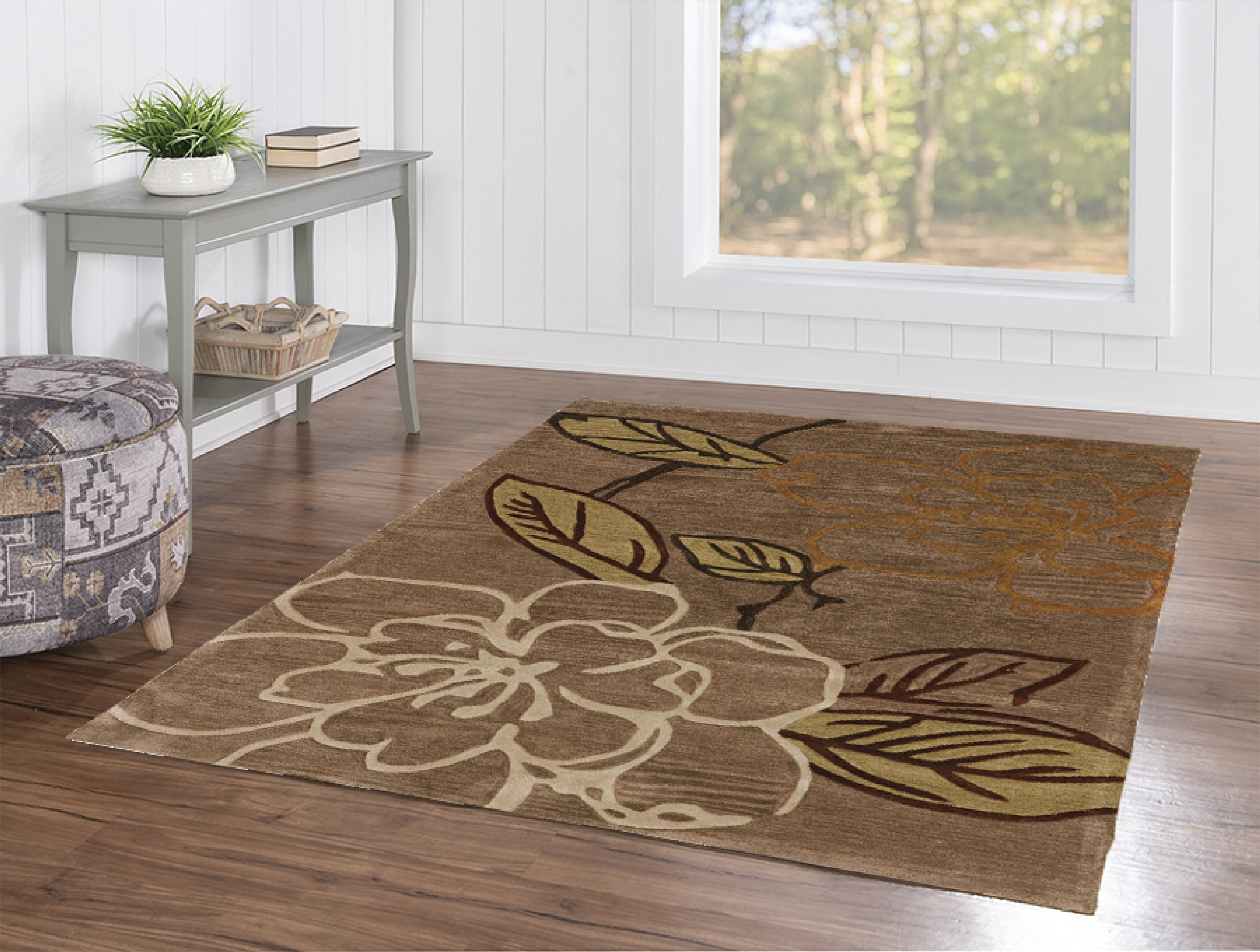 Linon Trio Space Dyed Floral Area Rug