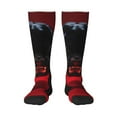 thumbnail image 2 of Picia Women Crew Soft Moisture-wicking Socks Black Panther Red Background Pattern Design Cotton Socks, One Size fit All, 2 of 9