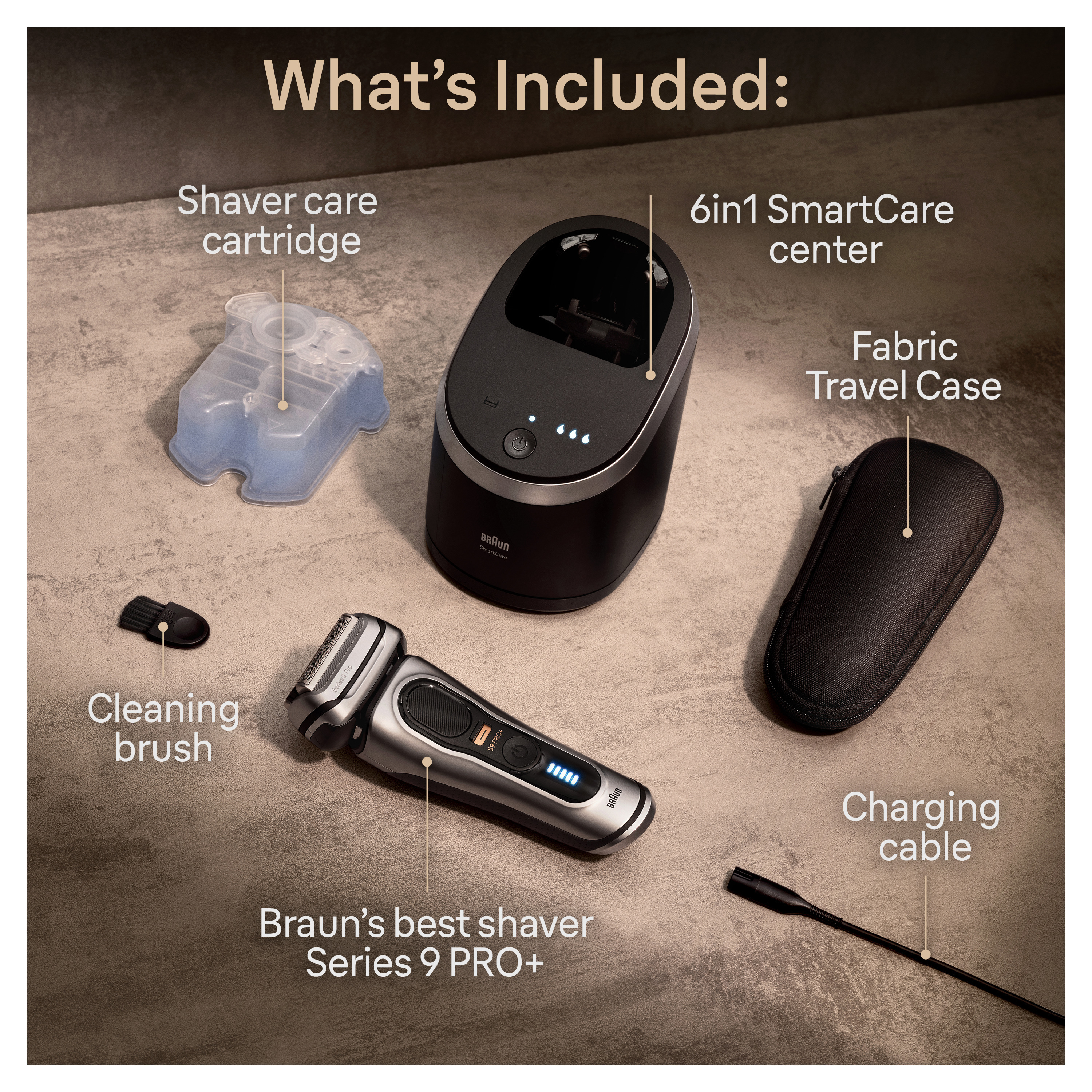 Braun Series 9 PRO+ Electric Shaver, 6in1 SmartCare Center 