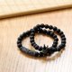 thumbnail image 2 of Pulseras de cuentas negras mate de 8 mm con piedra de ónix y corona de rey., 2 of 5