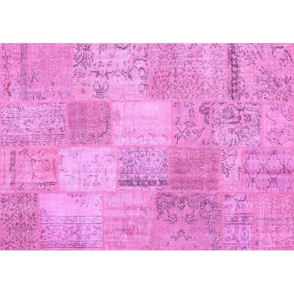 Ahgly Company Indoor Rectangle Patchwork Purple Transitional Area Rugs, 4' x 6'