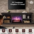 thumbnail image 2 of Papajet 70" Fireplace TV Stand for TVs up to 80", Farmhouse Entertainment Center with 23" Electric Fireplace, Black, 2 of 9