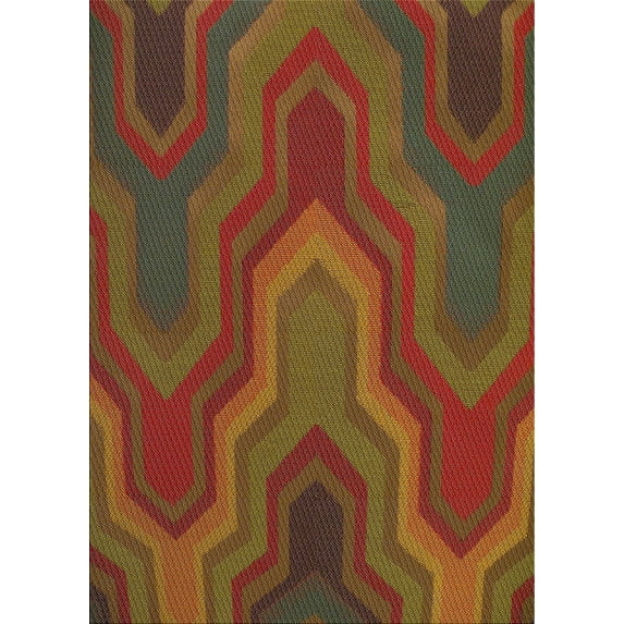 Ahgly Company Indoor Rectangle Patterned Saffron Red Abstract Area Rugs, 7' x 9'