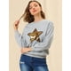 thumbnail image 4 of INSPIRE CHIC Sudadera de manga larga con cuello redondo y lentejuelas brillantes para mujer Gris L, 4 of 6