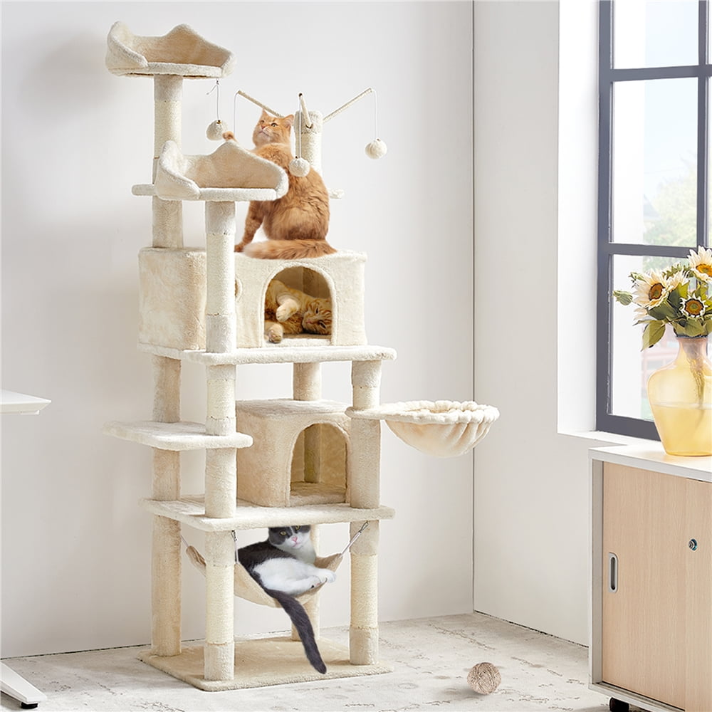 Yaheetech Multi-Level 67.1'' H Cat Tree Cat Tower with Condos, Beige