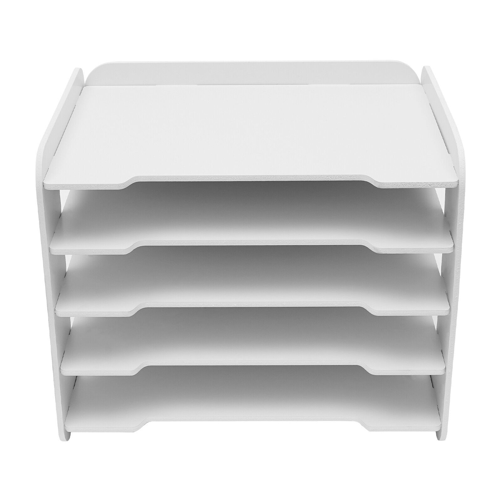 TFCFL 5 Tiers White Desk Paper Organizer Paper Storage Letter Tray File Holder Desktop Organizer