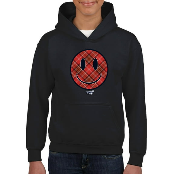 Plaid Smile - Trendy Checkered Emoji Design Youth's Hoodie
