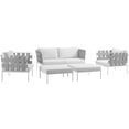 thumbnail image 1 of Modern Contemporary Urban Design Outdoor Patio Balcony Five PCS Sectional Sofa Set, White, Rattan, 1 of 7