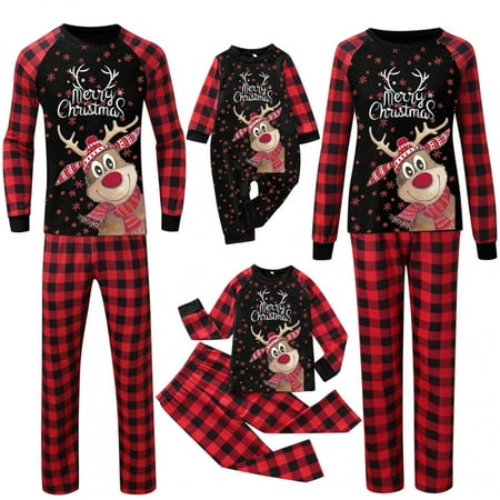 

Family Christmas Pjs Matching Sets - Sodopo Long Sleeve Lounge Sets Elk Top Pants Set Pajamas for Family Adult Kids Baby