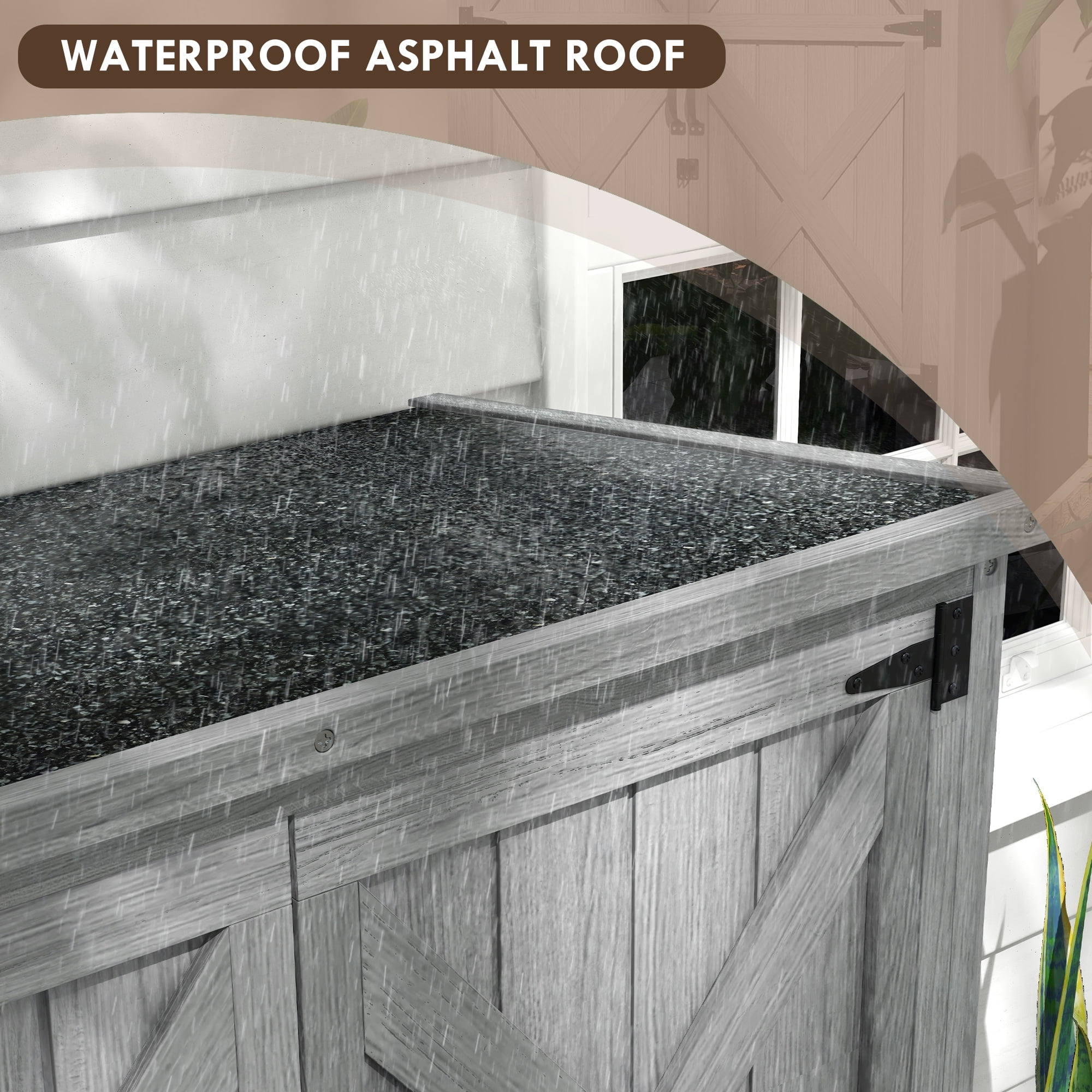 Outsunny Waterproof Fir Wood Storage Cabinet Shed, 35.5" x 21.5" x 66.25", Gray