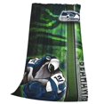 thumbnail image 3 of Manta de franela personalizada para adultos con diseño de fútbol de los Seahawks, ligera, cálida y súper suave. Manténgase abrigado en casa el día del juego, 3 of 8