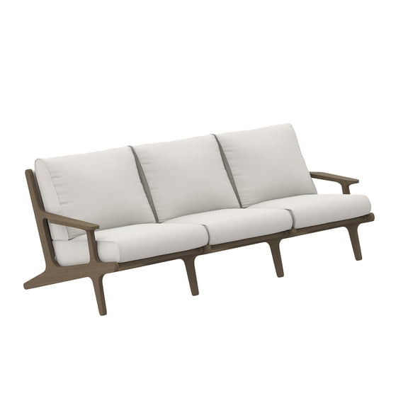 Lounge Sofa, White, Teak Wood, Outdoor Patio Balcony Cafe Bistro Garden Hospitality Restaurant, Modern Contemporary, HB37889