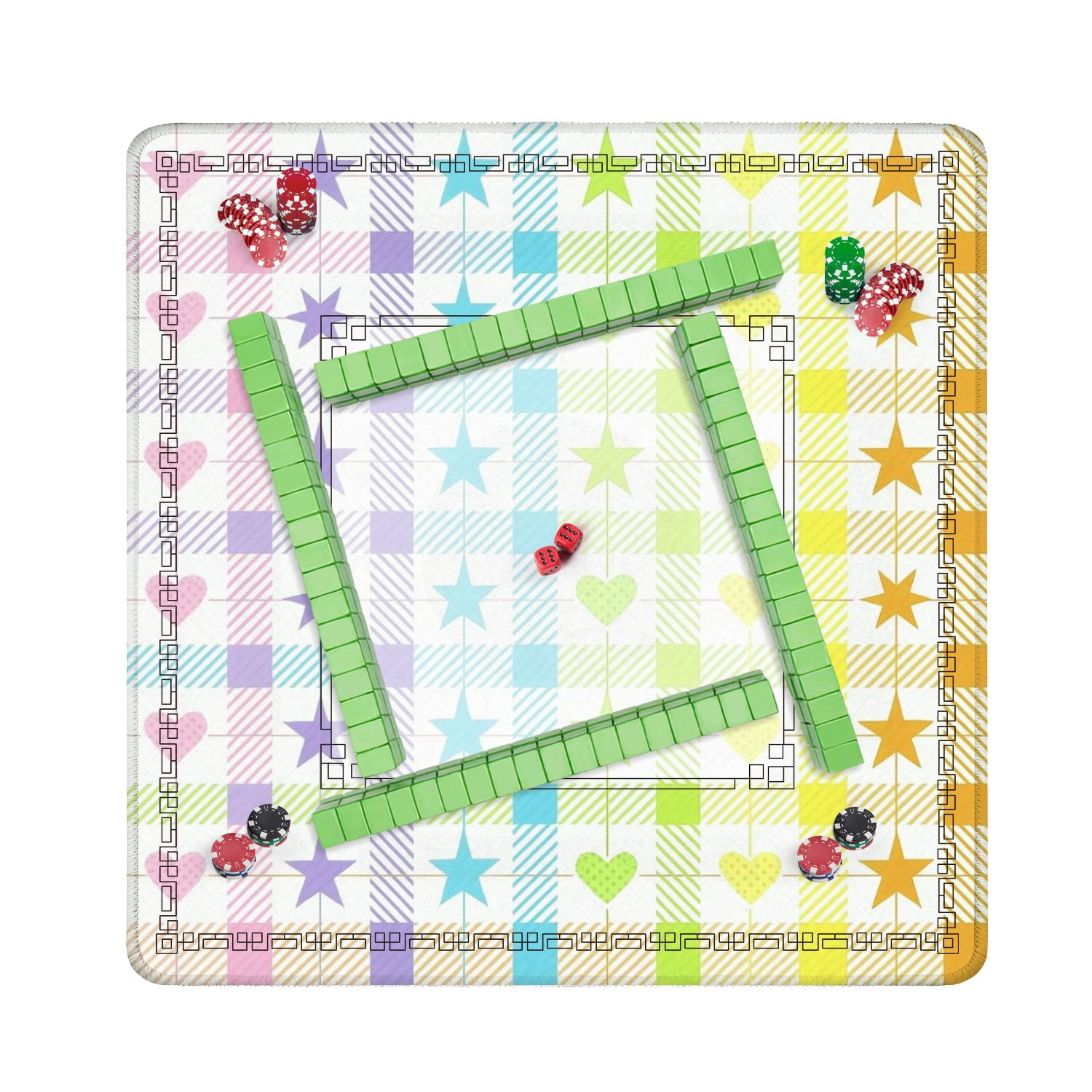 Mahjong Mat 31.5" x 31.5" Abstract Geometric Bold Shapes Vibrant Colors Non-Slip Noise Reduction American Mahjong Tiles Table Cover for Dominoes Poker Card Board Games Gift