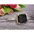 thumbnail image 2 of 2.05 Carat Cushion Cut Black Diamond Moissanite Diamond Engagement Ring On 10K Black Diamond Moissanite Yellow Gold Ring, 2 of 5