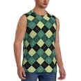 thumbnail image 2 of Fotbe Green Squares Men's Camiseta sin Mangas Estampada para Hombres, Playera Casual para Gimnasio, Entrenamiento, Playa-XX-Large, 2 of 7