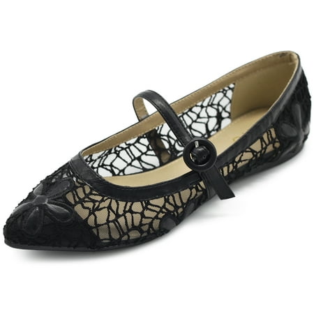 

Ollio Women s Shoes Mary Jane Lace Breathable Comfort Ballet Flats NEW1827