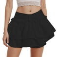 thumbnail image 2 of GEWSEY Women's Elastic High Waist Bubble Skirt Loose Fit Mini Ruffle Skirts (Black, S), 2 of 9