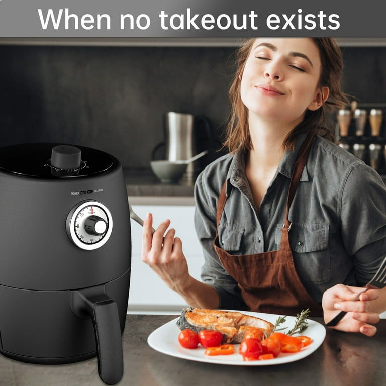 Moosoo 2qt Air Fryer 8-in-1 Hot Small Air Fryer Oven with Temp/Time Knob Control, Black, Size: 2 qt