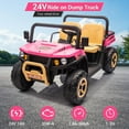 thumbnail image 6 of 24V 2 Seater Ride On Dump Truck with Electric Dump Bed, 4WD Battery Powered UTV, Ride On Car Toy for Kids with Remote Control, Shovel, Music, Bluetooths, Headlights for Boys Girls, 6 of 8