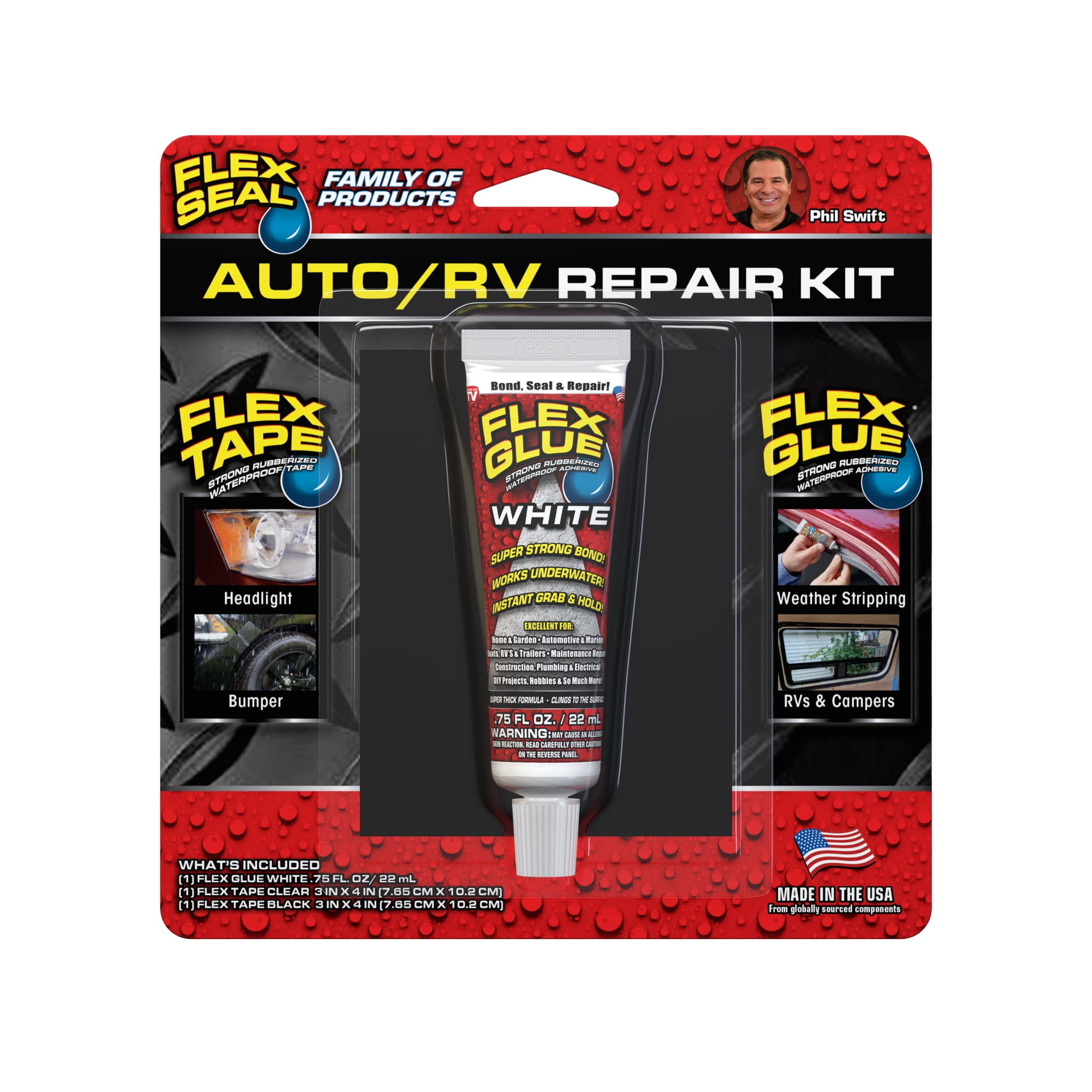 Flex Seal As Seen on TV Automotive and RV Repair Kit, Includes Rubberized Waterproof Adhesive & Tape