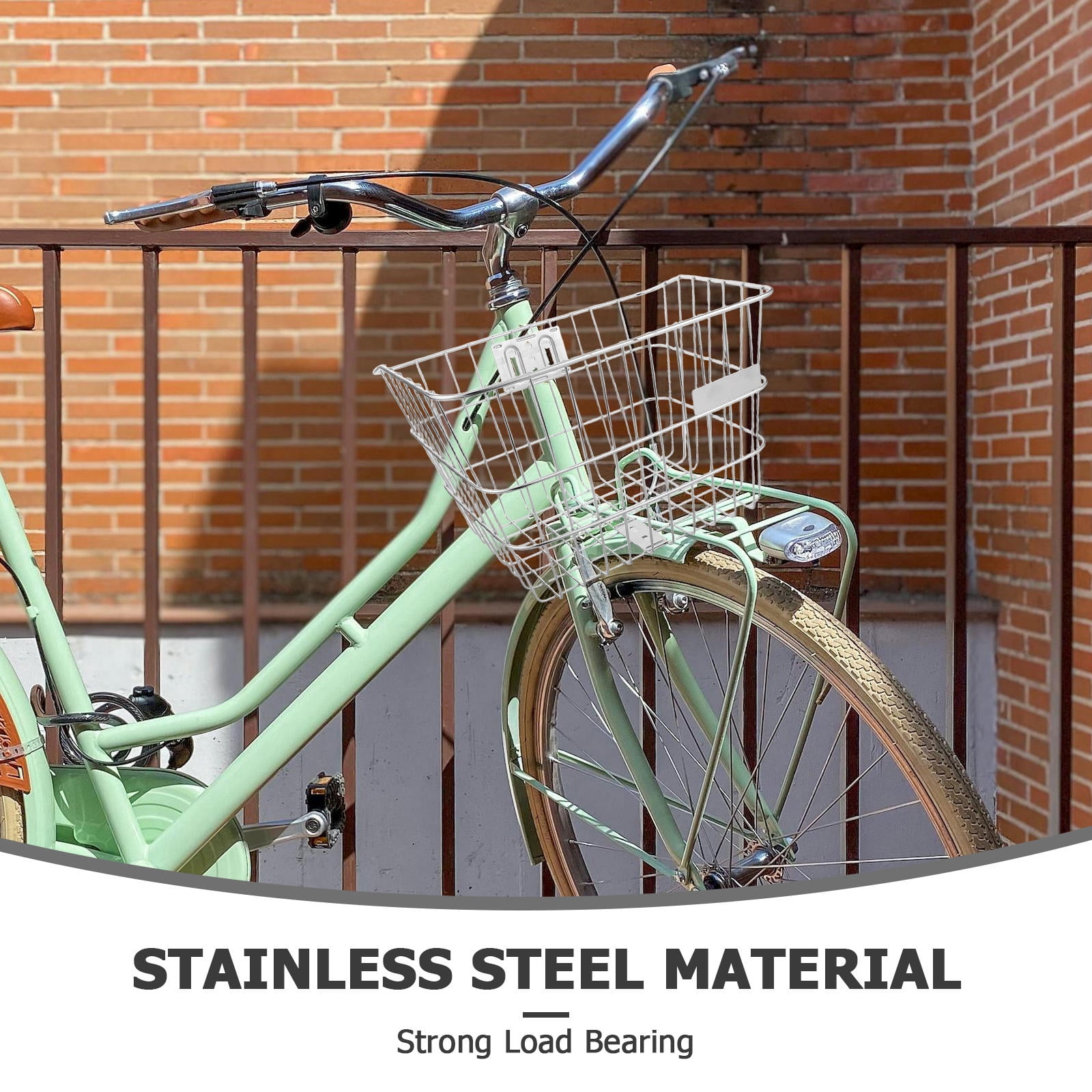 HONMEET Stainless Steel Detachable Front Bike Basket for Commuting, Outdoor Adventures, and Everyday Use - 1 Set
