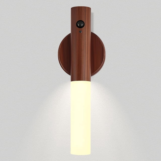 Lámpara LANDGOO de Madera, Luz Nocturna LED con Sensor de Movimiento y USB