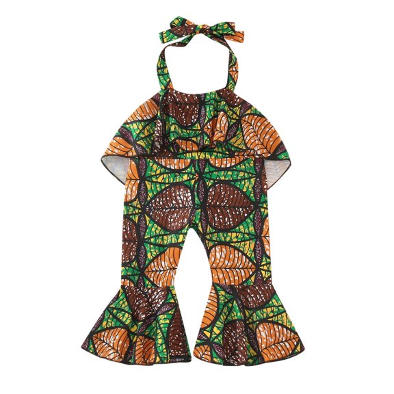 KVPLBQFD Infant Sweatsuit Toddler Girls African Onesies 3-6 Months Traditional Inspired Sleeveless Ruffles Romper Kids Ankara Backless Suspenders Boys Clothes