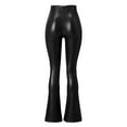 thumbnail image 4 of Leather Pants Women Pu Leather Flared Pants High Waist Elastic Pants Slit Pants Leather Leggings Black XL, 4 of 5