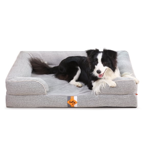 Laifug Orthopedic Premium Memory Foam Dog Bed, Dog Sofa with Washable and Removable Suede Cover, Waterproof Liner and Non-Slip Bottom