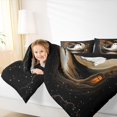 thumbnail image 3 of Feelyou Boho Ghost Cat Twin Bedding, Spooky Halloween Moon Starry Sky Bedding Comforter Set, Black Orange, Black Reversible, 7pcs, 3 of 7