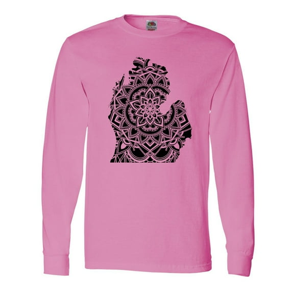 Inktastic Michigan Silhouette Mandala Long Sleeve T-Shirt