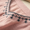 thumbnail image 5 of Wang6 Oversized 3/4 Sleeve Tops for Women Trendy Fall Loose Fit V Neck T Shirts Causal Embroidered Side Slit Graphic Tees Pink 0713-3/4 sleeve tshirts XXXXL, 5 of 5