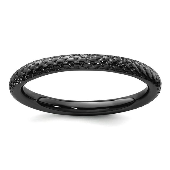925 Sterling Silver Polished Patterned Ruthenium plating Black Plated Cable Ring Size 10 Ring for Women