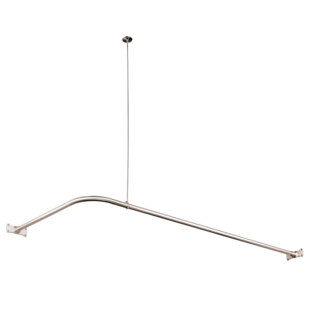 Kingston Brass CC3146 L-Shaped Shower Curtain Rod, Polished Nickel - 2.13 x 26.5 x 63 in.