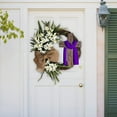 thumbnail image 4 of Easter Wreath Door Hanging Decoration with Cross, Bouquet Garland for Front Door Decor, Simulation Plant Flower Link Day Decorations Grape Vines Wreath, 4 of 4
