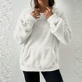 thumbnail image 2 of Nxznwn Womens Oversize Fuzzy Fleece Sweatshirt Lightweight Long Sleeve Crewneck Pullover Tops Winter Thermal Blouse with Pocket, 2 of 8