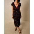 thumbnail image 5 of Elegant Blue Floral Print Midi Dress With V-Neck And Lettuce Trim Detail, 5 of 10