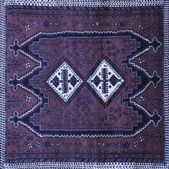 Ahgly Company Machine Washable Indoor Square Persian Blue Traditional Area Rugs, 6' Square